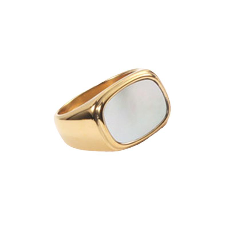 Niche Design Mother-of-Pearl Gold-Plated Ring for Women - Elegant, Versatile, and Luxurious
