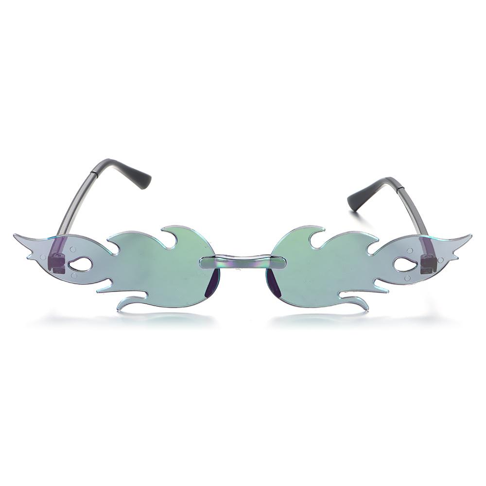 Fashion Fire Flame Sunglasses Unisex Trendy Rimless Sunglasses Metal Frame UV400 Sun Glasses Shade Motorcycle Goggles