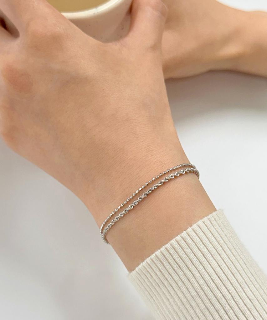 Mcel 14K Cloud Rope Double Chain Bracelet