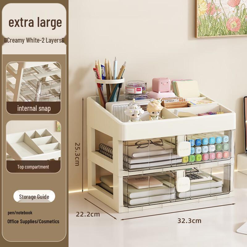 WEZHO Transparent 2-Layer Drawer Cosmetic Organizer
