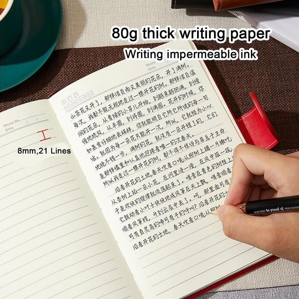 A5 leather buckle business notebook, work meeting record book, notepad, diary, excerpt book, travel log, 128 sheets 256 pages