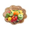 3pcs Imitation Rattan Woven Snacks Storage Basket Multipurpose Round Shaped Bread Fruit Serving Tray Desktop Candy Plate