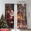 2pcs 2D Flat Printing Merry Christmas Curtain Santa Claus Deer Christmas Fireplace Fabric Without Electricity Festive Wall Decor
