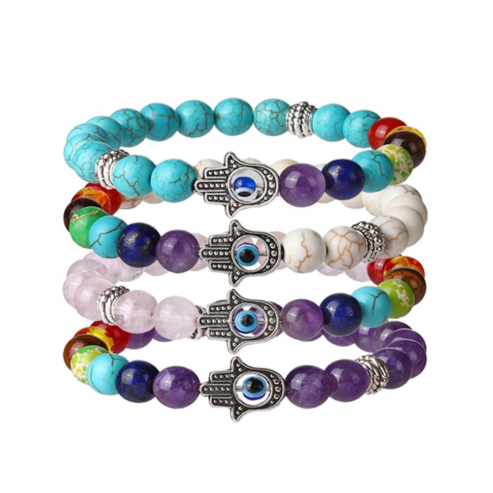 Unisex Hand Eye Pendant Decoration Colorful Beaded Bracelet Chic Hand Wear