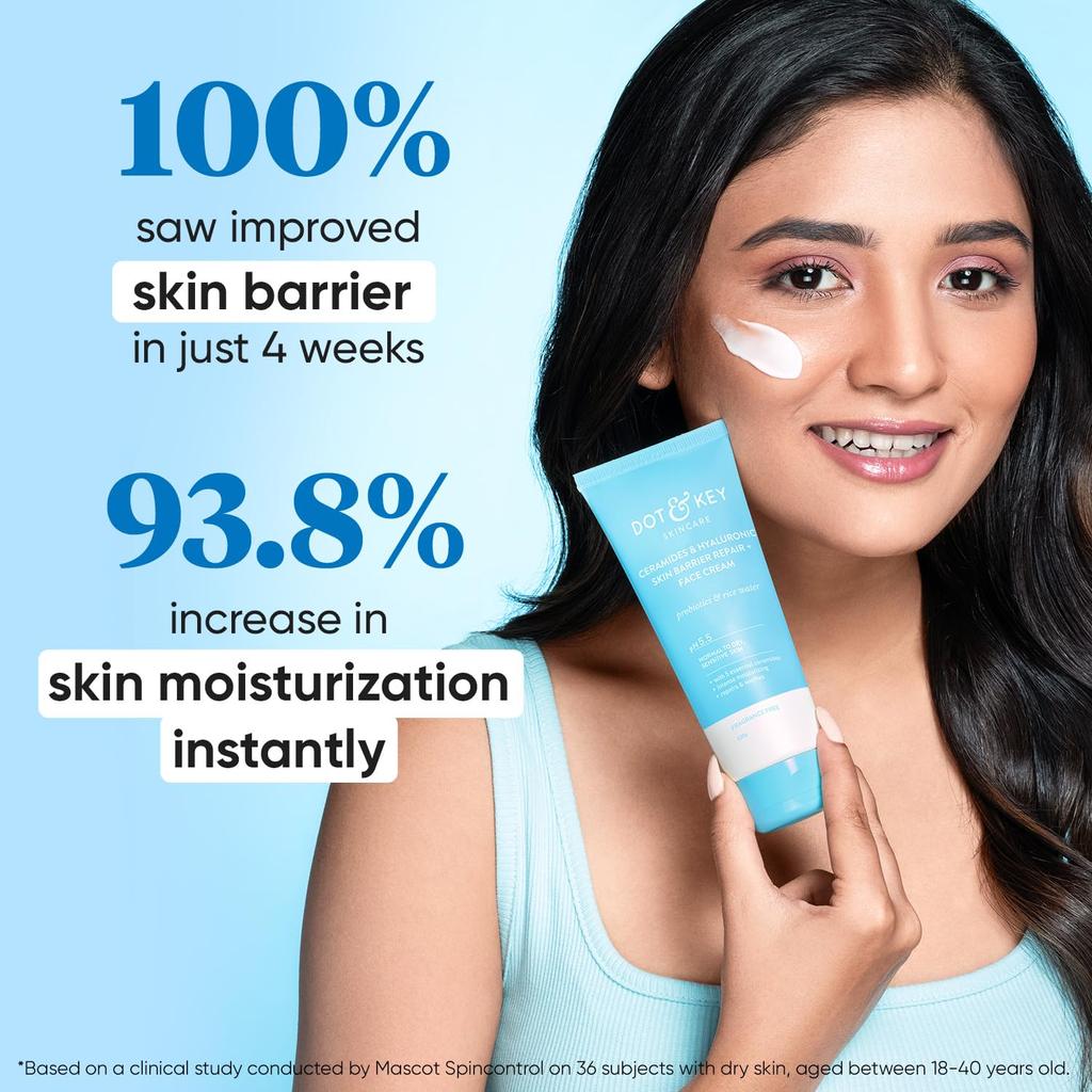 Dot & Key Ceramides Moisturizer with Hyaluronic Acid & Rice Water Intense Hydration 100gm