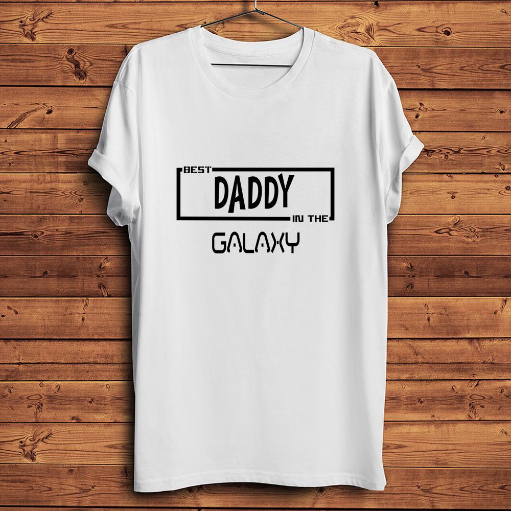 Best Dad Daddy in The GalaxyFunny TShirt UnisexHomme Summer White Casual Breathable Print TeeCool Fathers Day Gift Tshirt S
