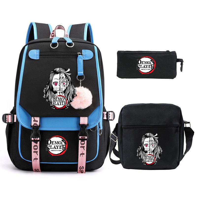 Riman peripheral printing fashion backpack cross-border campus primary and secondary school students schoolbag shoulder bag pencil bag three-piece set