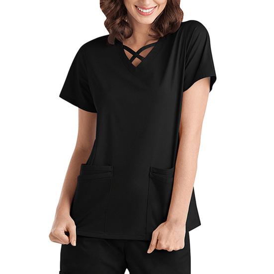 2 stk/sett Unisex sykehusuniformsett V-hals kortermede lommer Topper Elastiske midjebuksesett Hurtigtørkende sykehus tannpleie scrubs uniformer