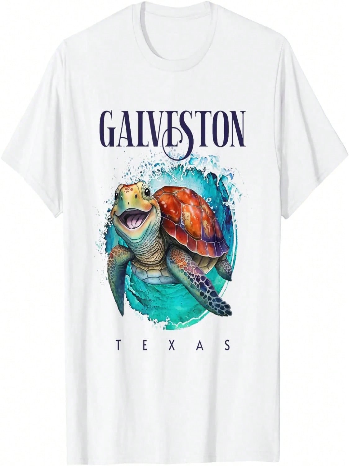 Galveston Texas Watercolor Happy Sea Turtle T-Shirt S разноцветный