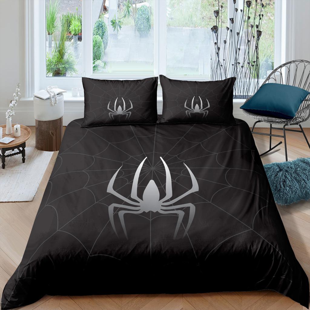 Comforter Tarantula Print Beddengoed Set Zwart Bruin Spider Dekbed Insect Thema Zachte Dekbedovertrek Voor Kinderen Tiener Wit