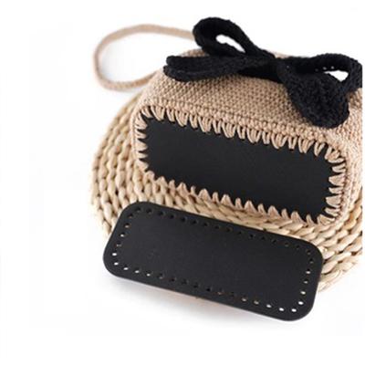 Bolsa de crochê com fundo de malha, bolsa de couro com fundo longo, acessórios para bolsa tote feminina feita à mão