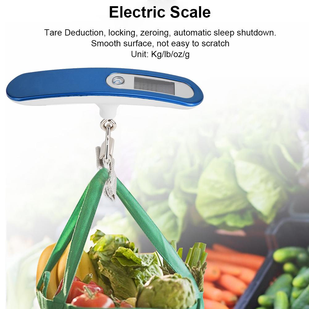 Electric Baggage Hanging Scale OCD 16 50kg 110lb with Kg Lb Oz G LCD DisplayBlue