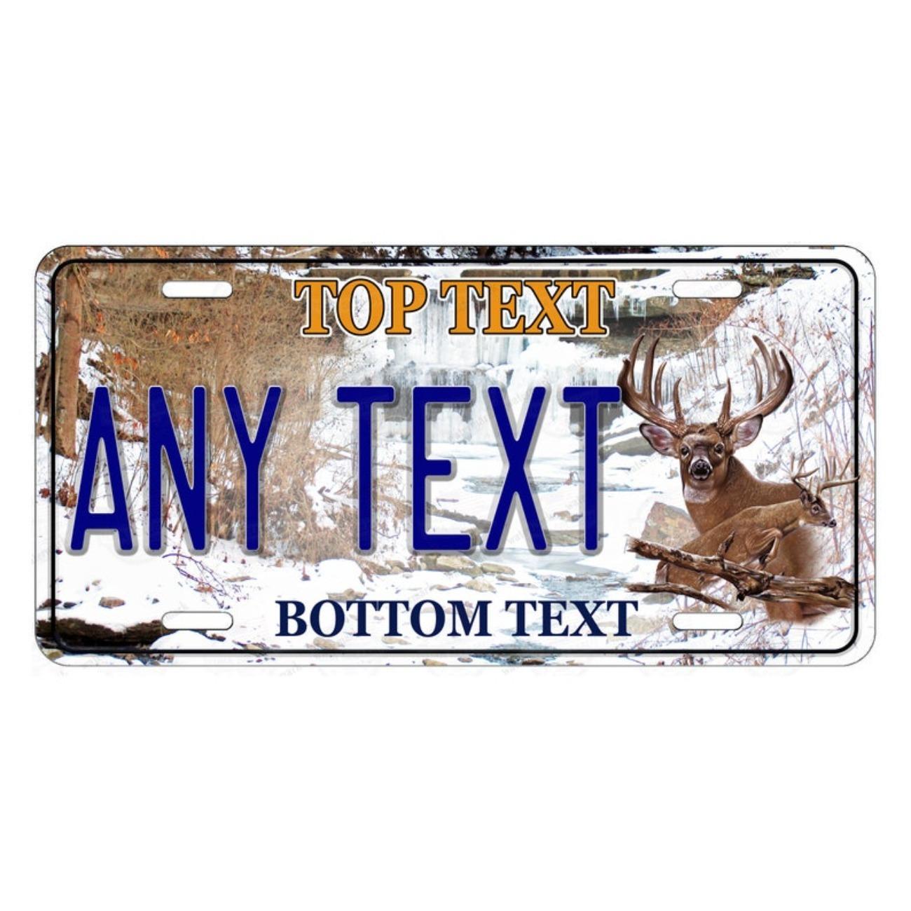 

Personalized Deer Hunting Metal License Plate Wall Decor Car Home Sign белый