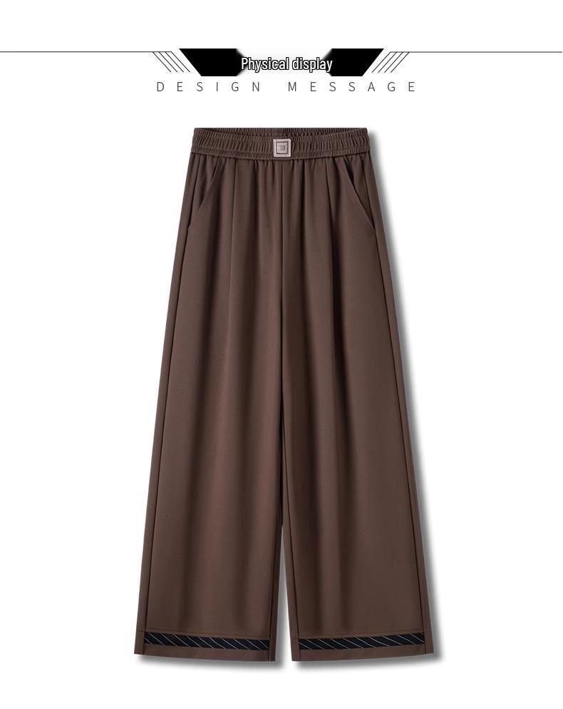 Spring 2025 Casual Plus Size Wide Leg High Waist Pants, Thin Drapey Summer Style, Khaki & Black