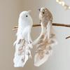 1pair Long Feather Tail Artificial Bird Ornament Glitter Finish Feather Bird Pendant  Christmas Tree