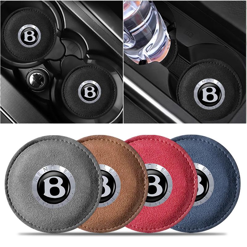 2Pcs Car Coaster For New Bentley Flying Spur Continental GT Bentayga Mulsanne Non-Slip Water Cup Pad Holder Interior Accessories HS2