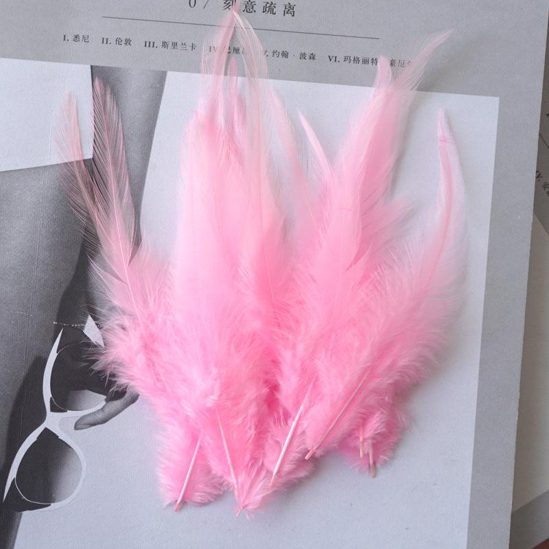 Pink Rooster Feather Natural Chicken Feathers Decor Fly Tying Accessories Crafts For Needlework And Handicraft Dersses Musilm