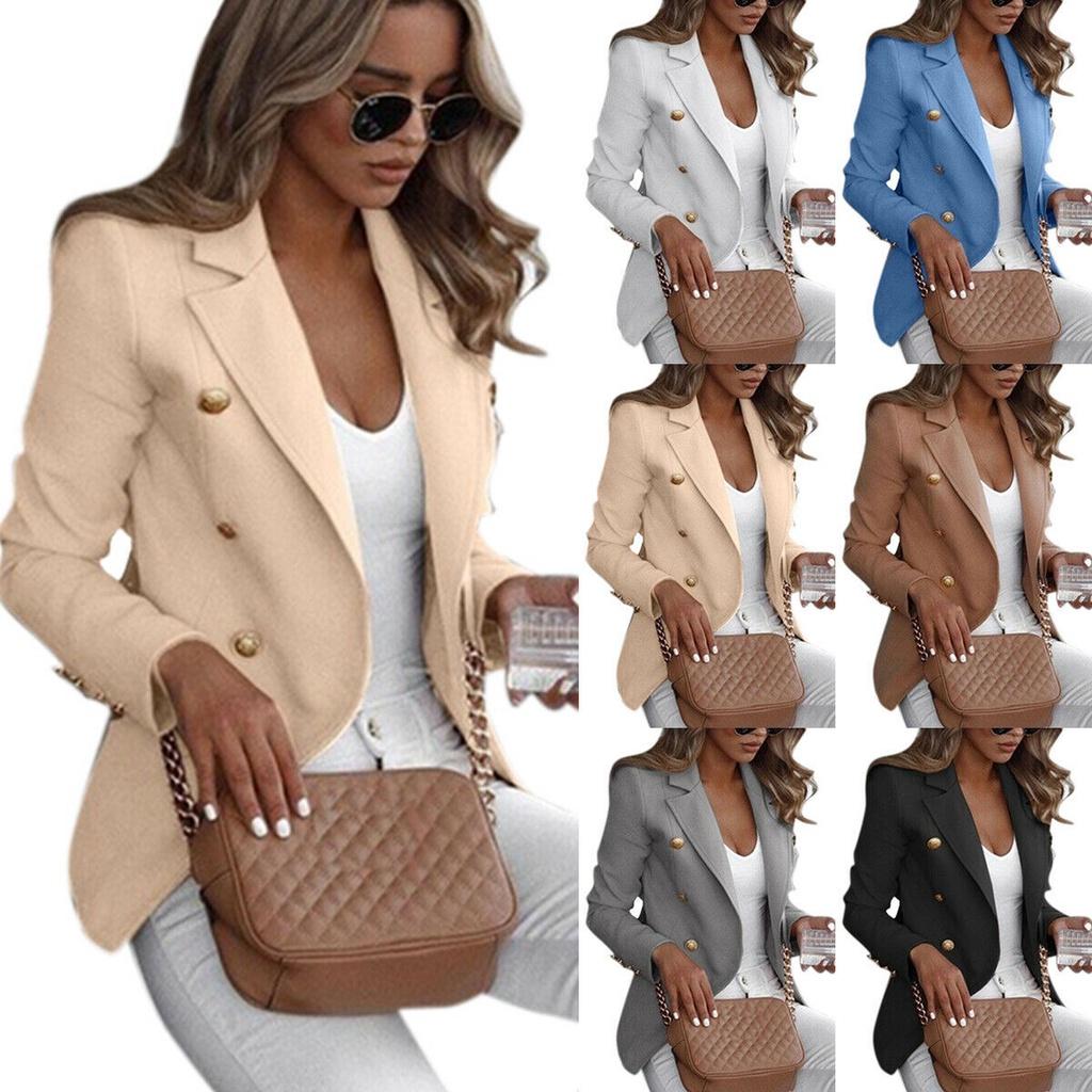 Button Slim Women Fit Blazer Casual Ol Work Jacket Long Sleeve Outwear Coat Suit