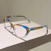 Irregular Pattern Contrasting Plastic Cat Eye Frame Reading Glasses Casual and Fashionable Anti Blue Light Presbyopia Eyeglasses