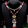 Bright Red Long Tassel Hanfu Necklace - Ethnic Style Yinglu Accessories for Women