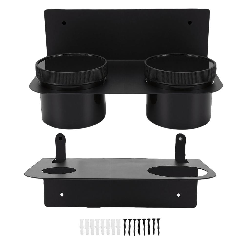 Oil Dual Funnel Holder Carbon Steel Wall Mount Fluid Drain Oil Funnel Storage Rack Kit with 2 Plastic Removable Drip