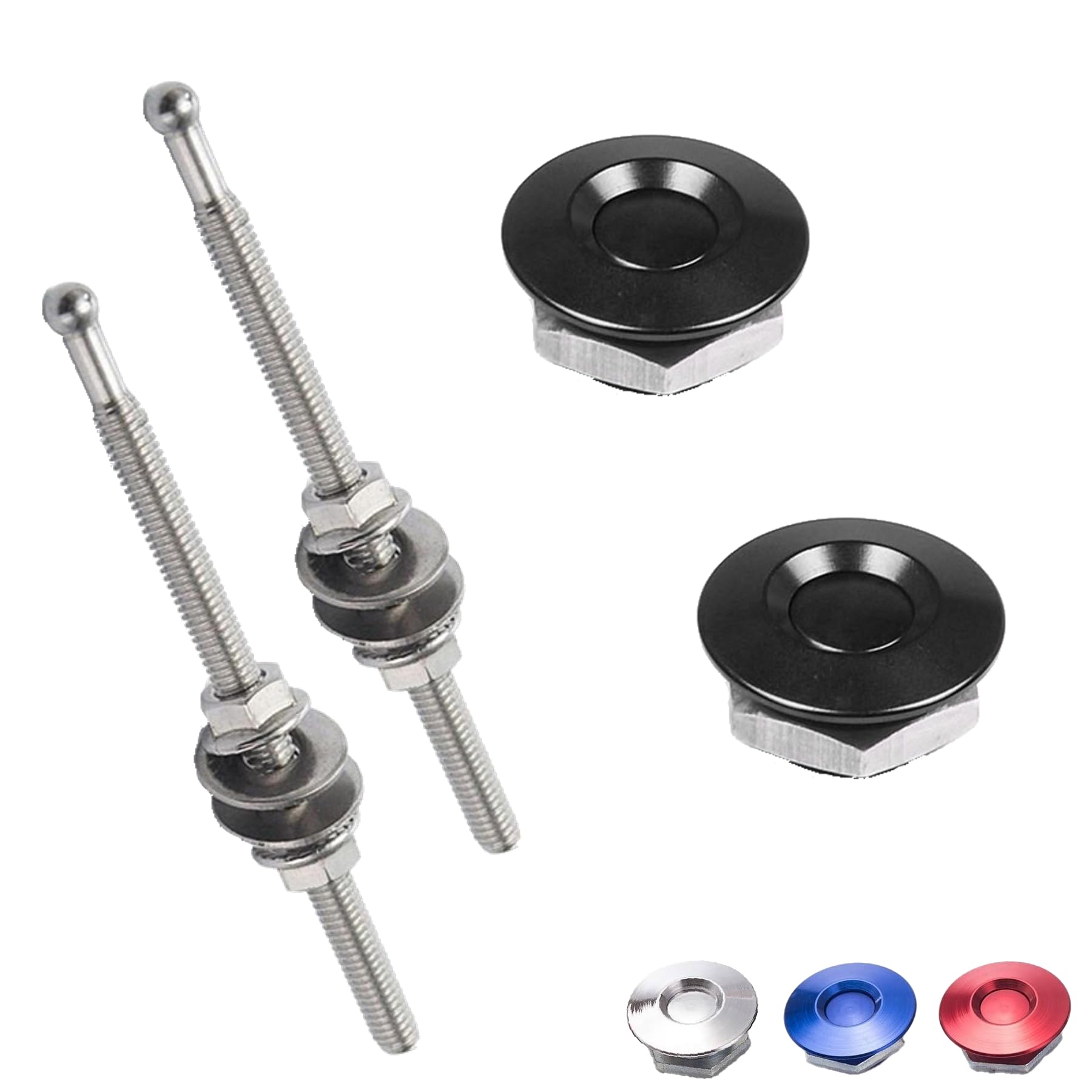 

ROOOCYY Hood Pins Universal Push Type Hood Pins Trunk Aero JDM USDM Custom Set of 2 Black 32mm x 100mm чёрный