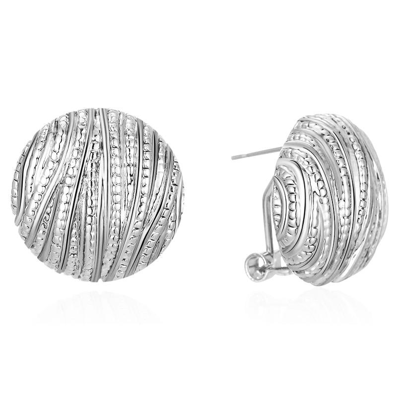 Huitan Hyperbole Metal Round Stud Earrings for Women Daily Wear Fashionable Accessories Silver Color/Two Tone Trendy