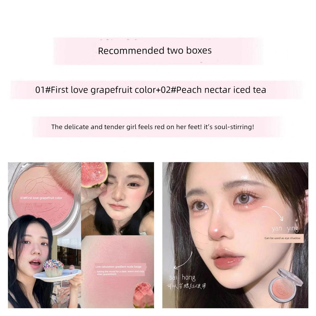 2025 New Peach Skin Color Blush, Natural Matte with Fine Shimmer, Delicate and Natural, Low Saturation, Pure Desire Style, Affordable for Students