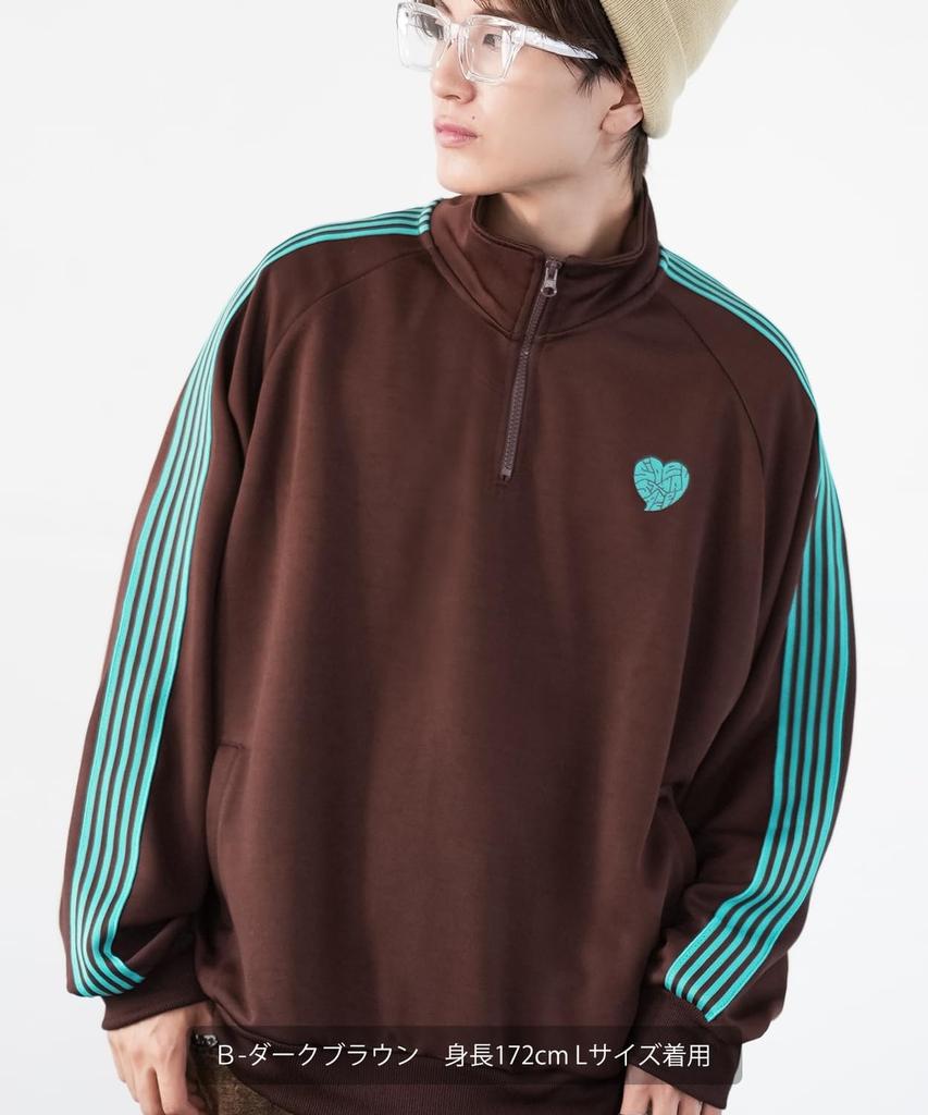 [IMPROVES] [SIDEWAYSTANCE] Embroidered One-Point Line Jersey Long Sleeve Half-Zip Jacket