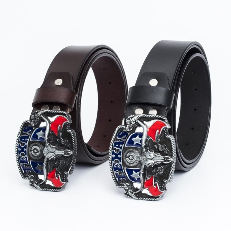 Pure Cowhide Domineering Cow Head Men's Belt Whole Ancient Tin Jeans Belt Belt