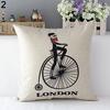 London Characters Flag Bus Linen Cushion Throw Pillow Cover Case Pillowcase
