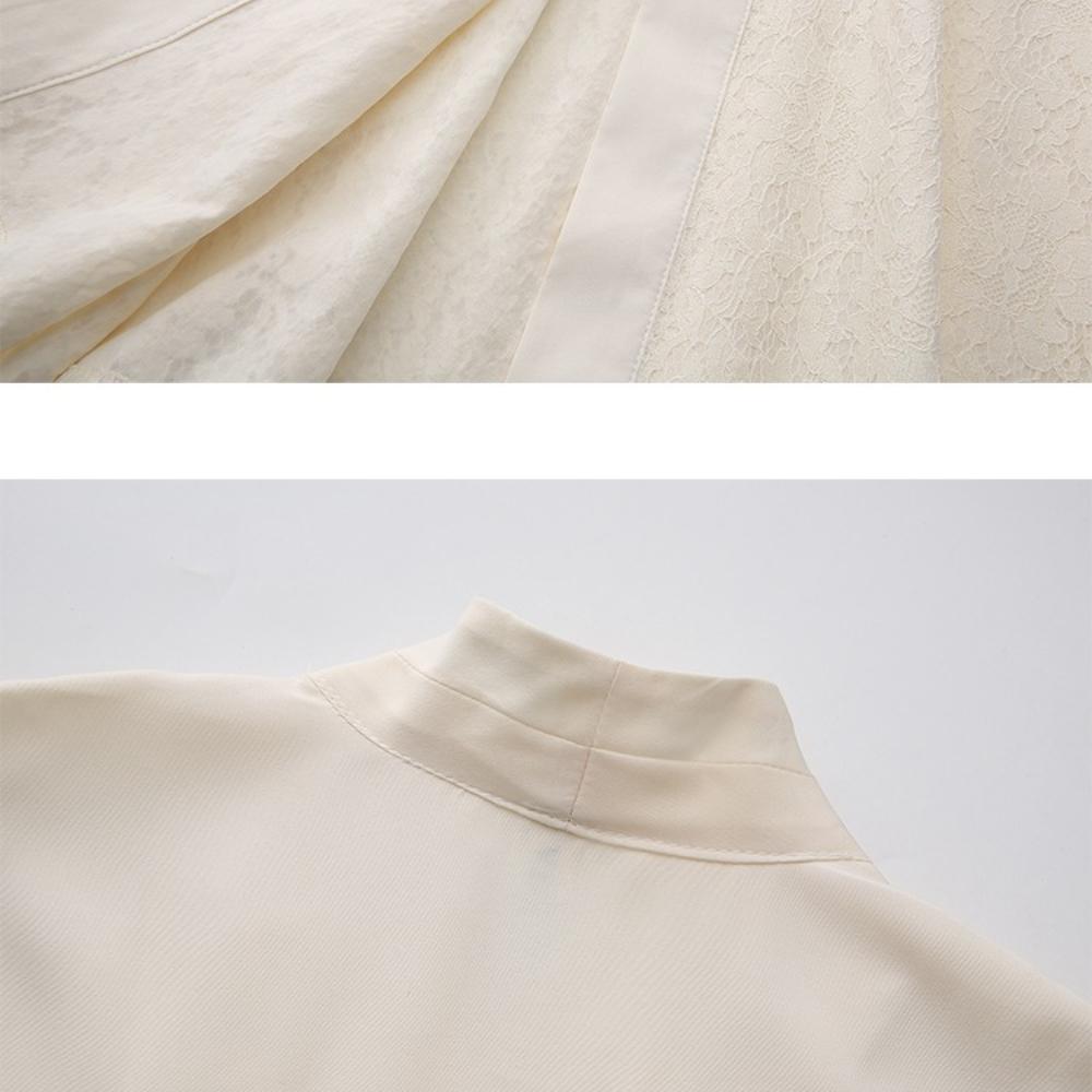 New Spring/Summer Vintage Lace-Panel Sleeveless Maxi Dress for Women Elegant V-neck Single-breasted Belt Slim A-line Party Dress