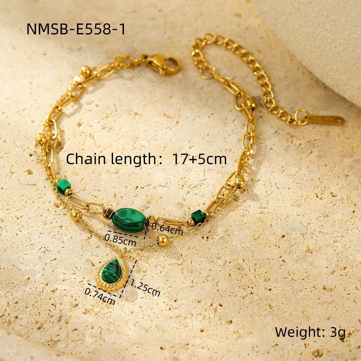 GEMCHIC Women s Stainless Steel Natural Stone Titanium Steel Chain Bracelet Fashion Bangle