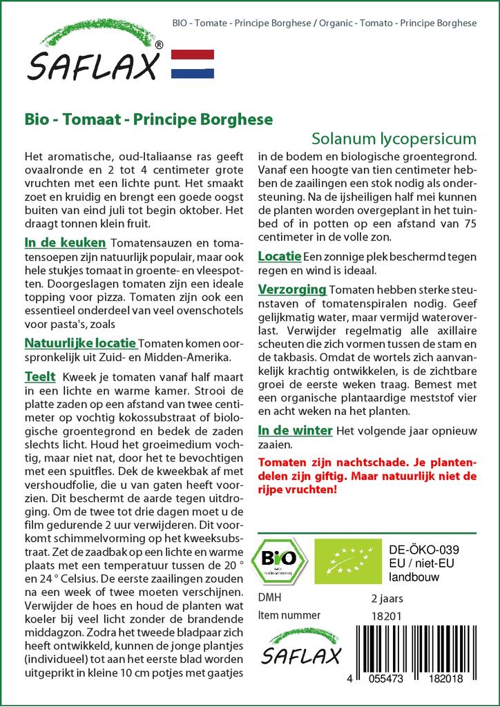 SAFLAX Garden in the Bag - Organic - Roșii - Principe Borghese - 10 semințe - Cu substrat într-o pungă potrivită - Solanum lycopersicum
