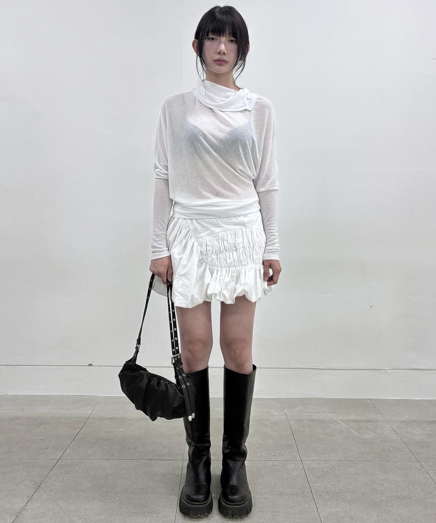 Flareup Draped Leather Bag (Fl-745_Black)