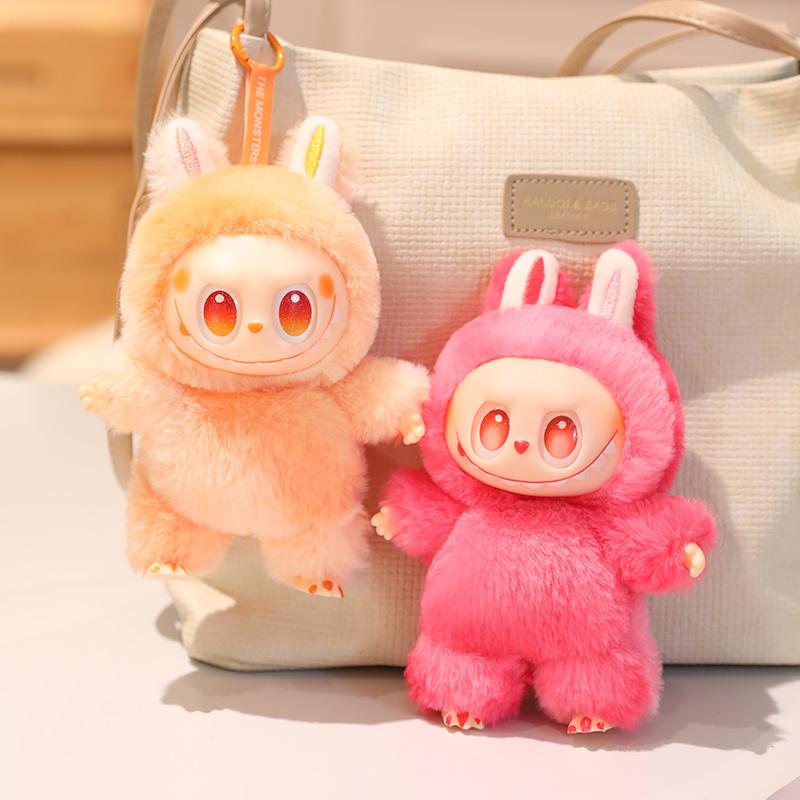 Cartoon Labubu Vinyl Doll Stuffed The Monsters Heartbeat V3 Soft Plushies Bag Pendant Birthday Xmas Gifts Girl Child
