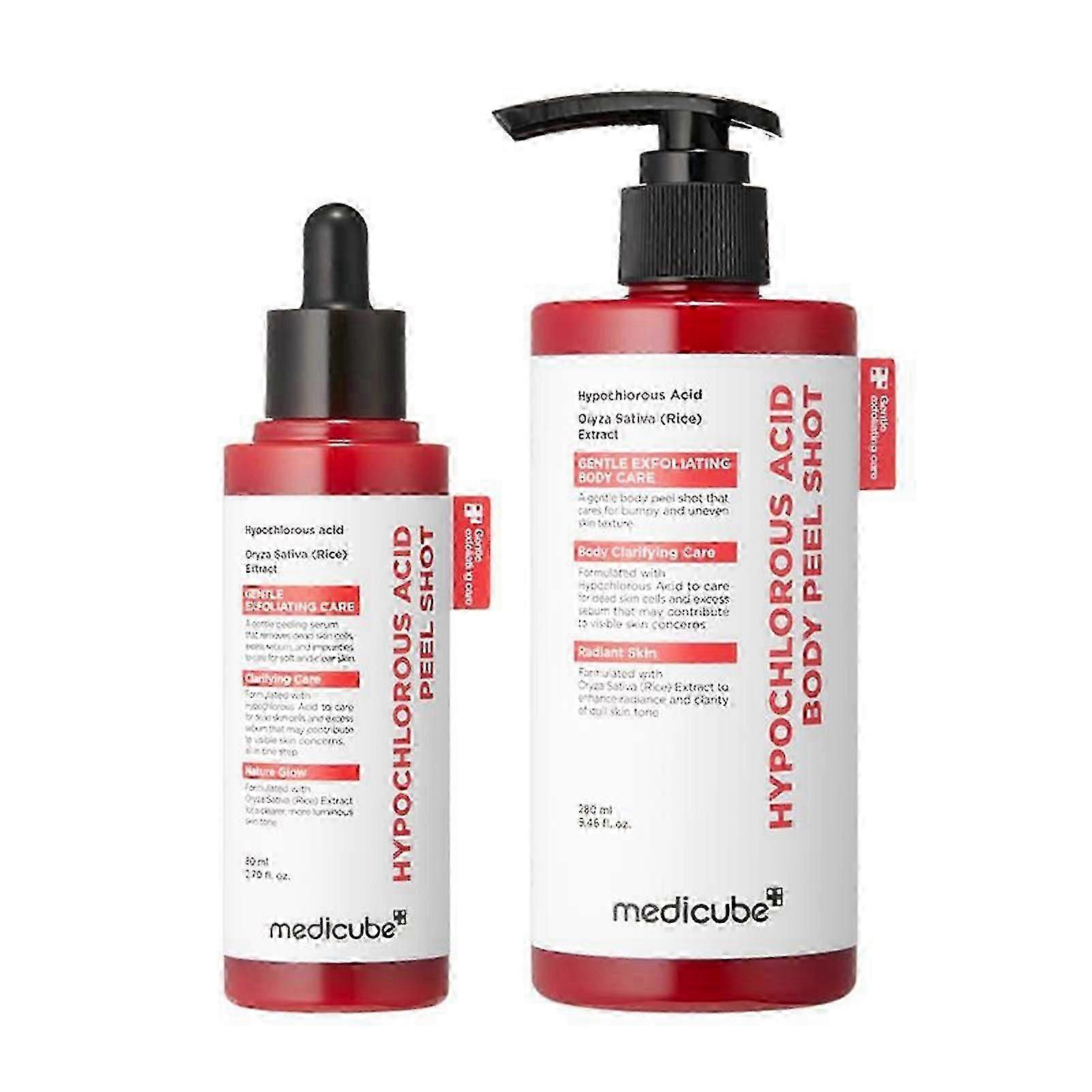 Hypochlorige Säure Reispeeling-Shot-Duo Für Gesicht Körper Sanftes Peeling-Serum für abgestorbene Hautzellen Porenreinigung Mitesser Überschüssige Talgkontrolle 2pcs