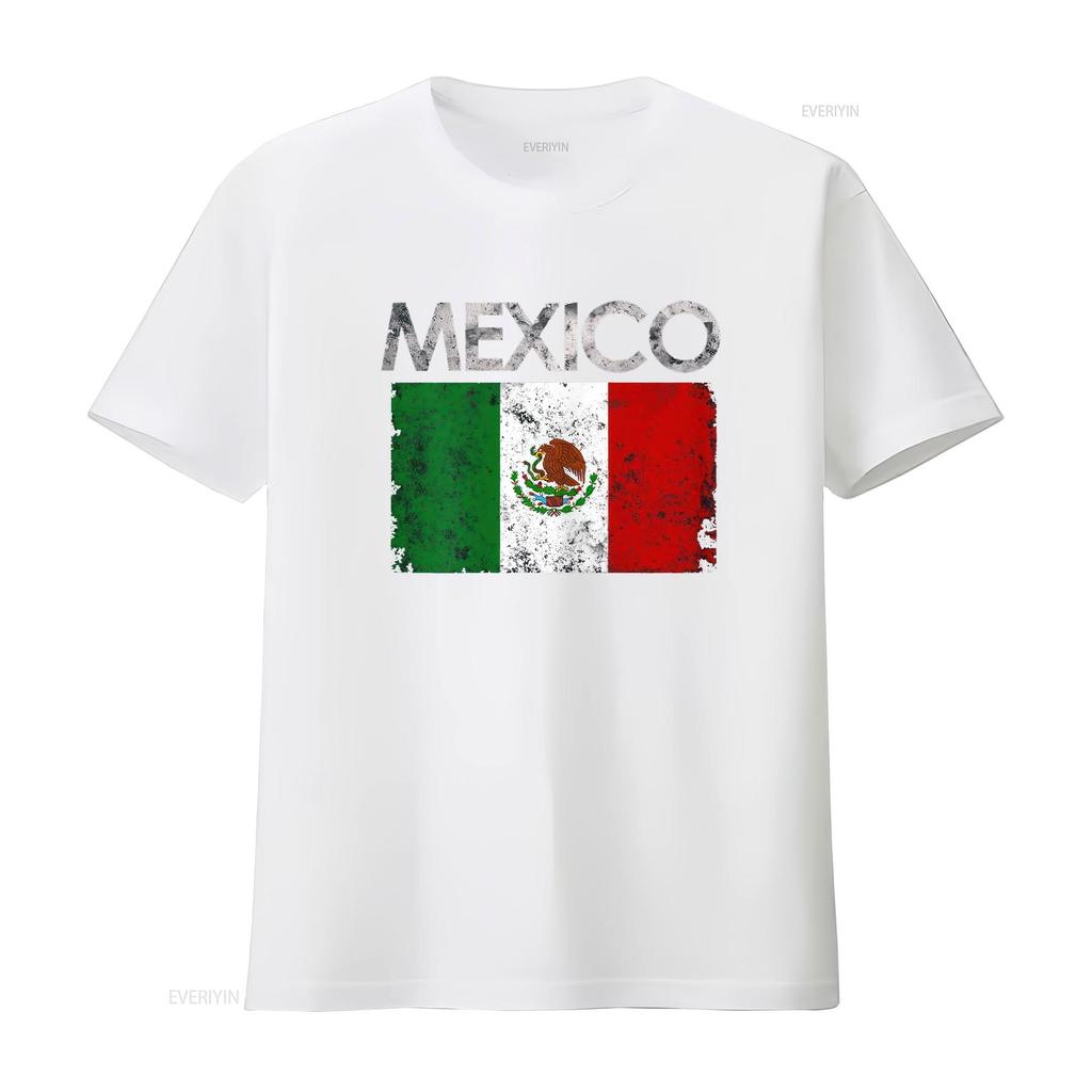Vintage Mexico Mexican Flag Pride T Shirt vintage Washed Stretched fashion graphic Breathable Top For Everyday Wear