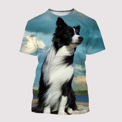 Tier Border Collie Grafik T-Shirts Herren Freizeit T-Shirt Mode 3D Gedruckt Street Sommer T-Shirt Mode Harajuku Kurzarm Tops