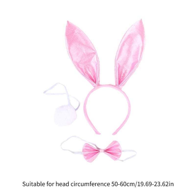 Plush Rabbit Ear Shape Headband Bowtie and Tail Set Carnival Costume Supplies