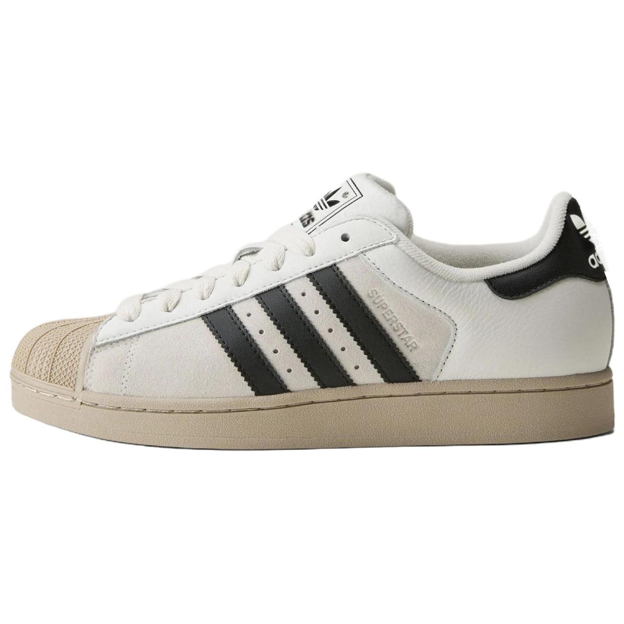 Adidas Originals Superstar 2 Skateboard Shoes Unisex Bright White/Black/Khaki Brown KJ9947 39⅓
