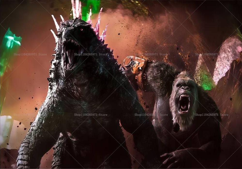 Godzilla Vs King Kong Cartoon Backdrop Banner Monster Clash Adventure Theme Kids Birthday Party Decor Photo Background Supplies