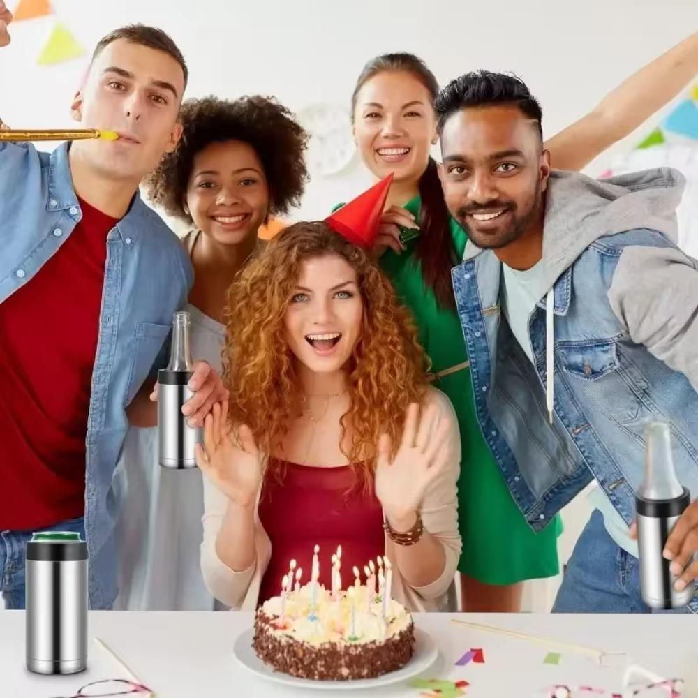 Double Wall Insulated Beer Cooler Stainless Steel Cola Can Cooler Beer Bottle Cold Keeper  Outdoor