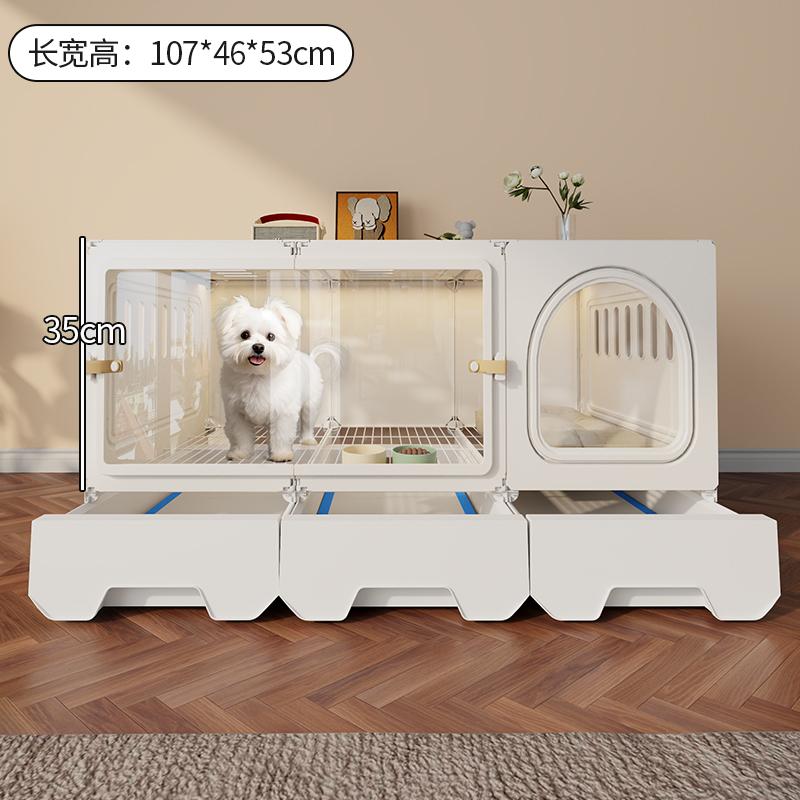 Villa per Cani Piccoli con Toilette Gabbia Trasparente Panoramica per Animali Domestici Suite Monostanza Casa per Animali Domestici Spaziosa Separazione Sistema di Canile per Cani
