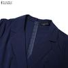 ZANZEA Tute Casual da Donna con Collo a Revers, Maniche Lunghe, Vestibilità Larga, Gamba Larga