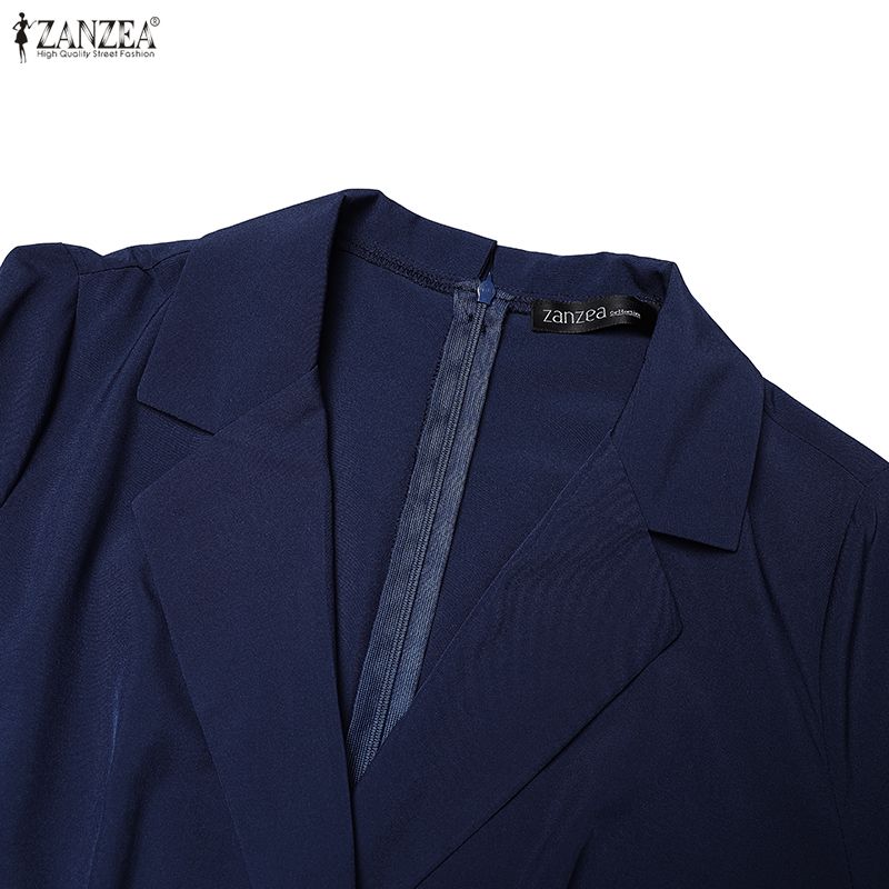 ZANZEA Tute Casual da Donna con Collo a Revers, Maniche Lunghe, Vestibilità Larga, Gamba Larga