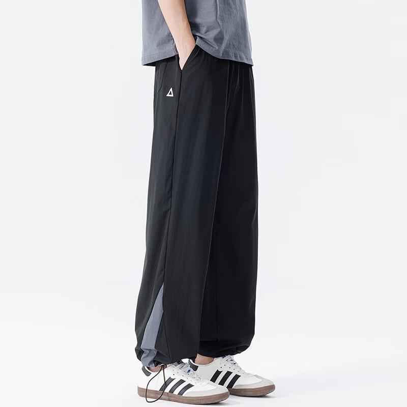 PLAYBOY Men's Summer Ice Silk Quick-Dry Loose Straight Casual Pants