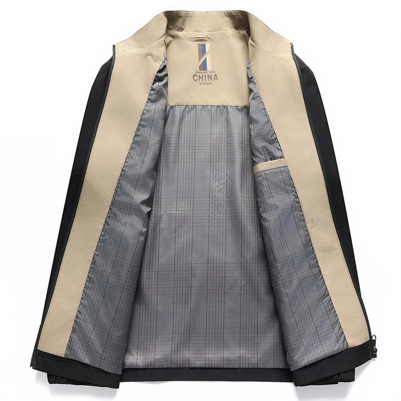 Jacket Jacket Men's Simple Fashion Spring and Autumn Coat Business Casual Versatile Stand-up Collar Jacket Qingzhong Dad Men's Clothing