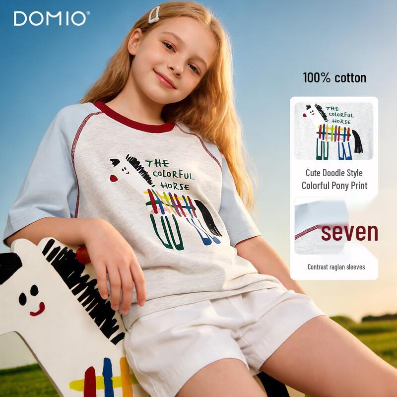 DOMIO Girls  Summer Printed Cotton T-shirt EU 38