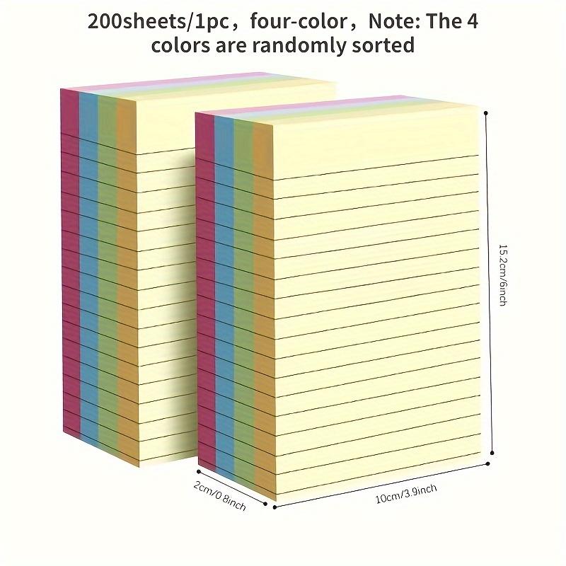 200sheets Line Sticky Notes 4 Colors Portable Student Note Marker Writing Sticky Notes Self-Adhesive Easy To Apply Notepad